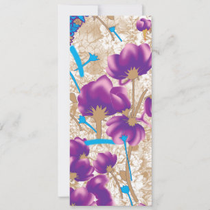 Vibrant floral pattern featuring purple and blue f card