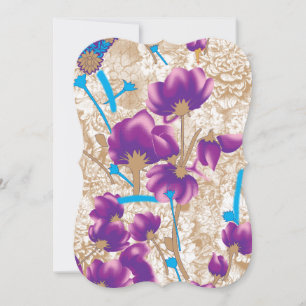 Vibrant floral pattern featuring purple and blue f card
