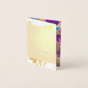 Vibrant floral pattern featuring purple and blue f foil card