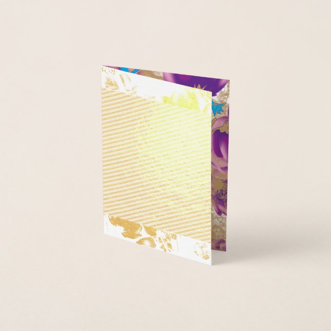 Vibrant floral pattern featuring purple and blue f foil card (Front)