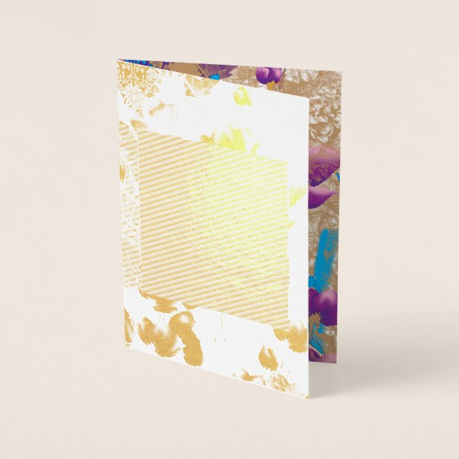 Vibrant floral pattern featuring purple and blue f foil card (Front)