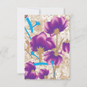 Vibrant floral pattern featuring purple and blue f invitation