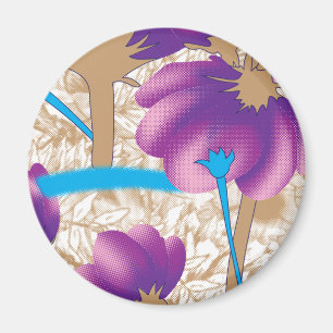 Vibrant floral pattern featuring purple and blue f magnet