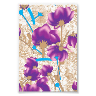 Vibrant floral pattern featuring purple and blue f photo print