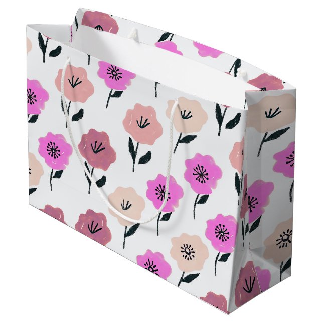 Vibrant Floral Pattern Large Gift Bag (Back Angled)