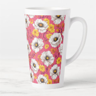 Vibrant floral pattern latte mug