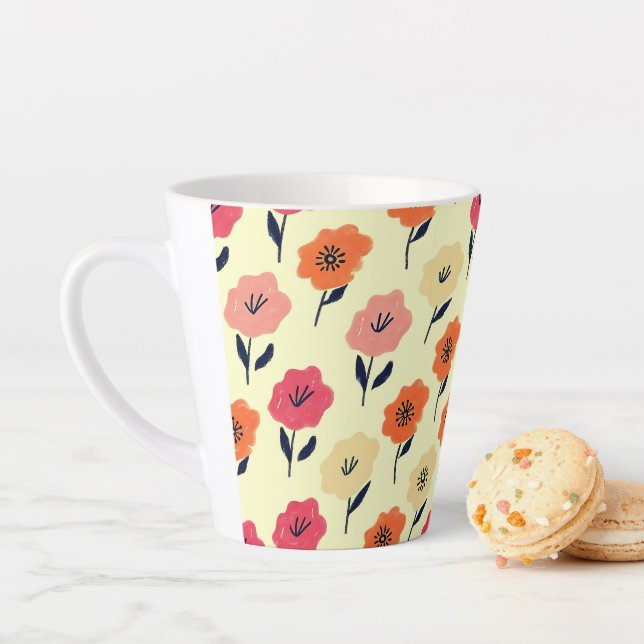 Vibrant Floral Pattern Latte Mug (In Situ)