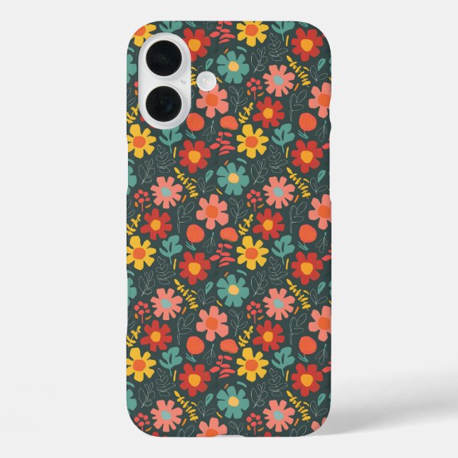  Vibrant Floral Pattern on Teal Case-Mate iPhone Case (Back)