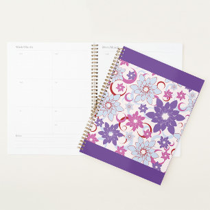 Vibrant Floral Pattern Purple Pink Blue Flowers  Planner
