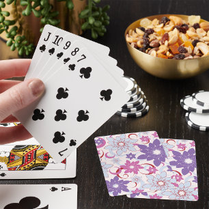 Vibrant Floral Pattern Purple Pink Blue Flowers  Playing Cards