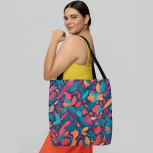 Vibrant floral pattern tote bag
