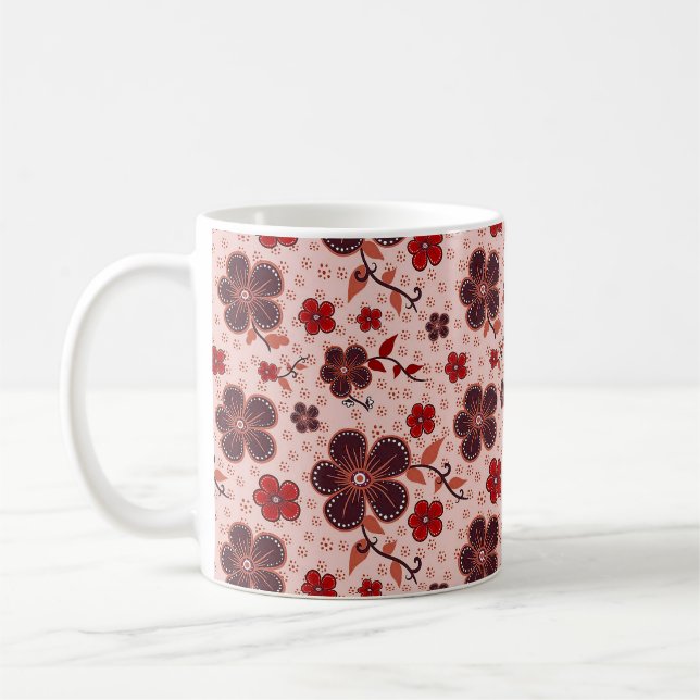 Vibrant Floral Pattern with Colourful Flowers Coffee Mug (Left)