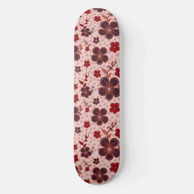 Vibrant Floral Pattern with Colourful Flowers Skateboard (Front)
