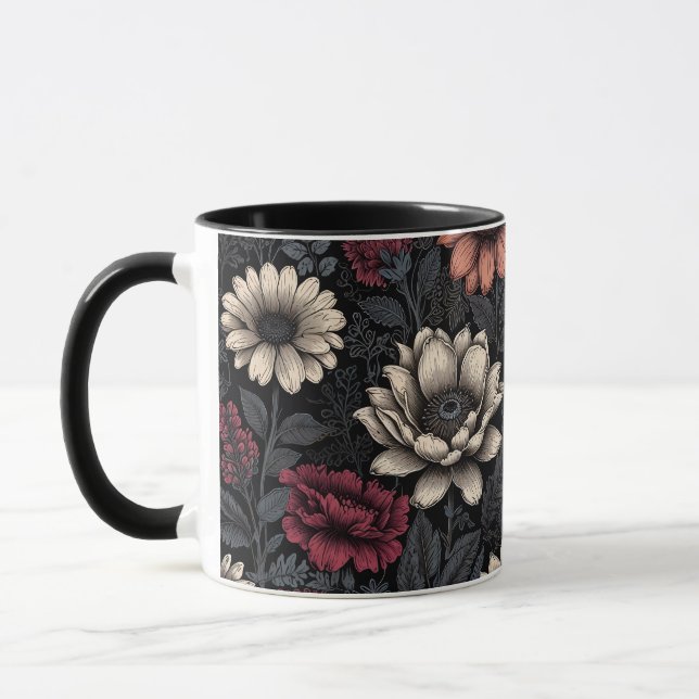 Vibrant Floral Pattern with Mixed Colours Mug (Left)