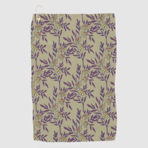 Vibrant Floral Pattern with Yellow Daisies Golf Towel