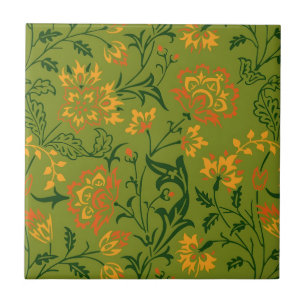  Vibrant Floral Pattern: Yellow and Orange Flowers Tile