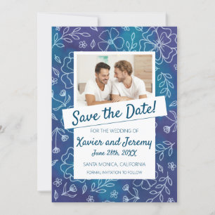 Vibrant Floral Save the Date with Photo Invitation