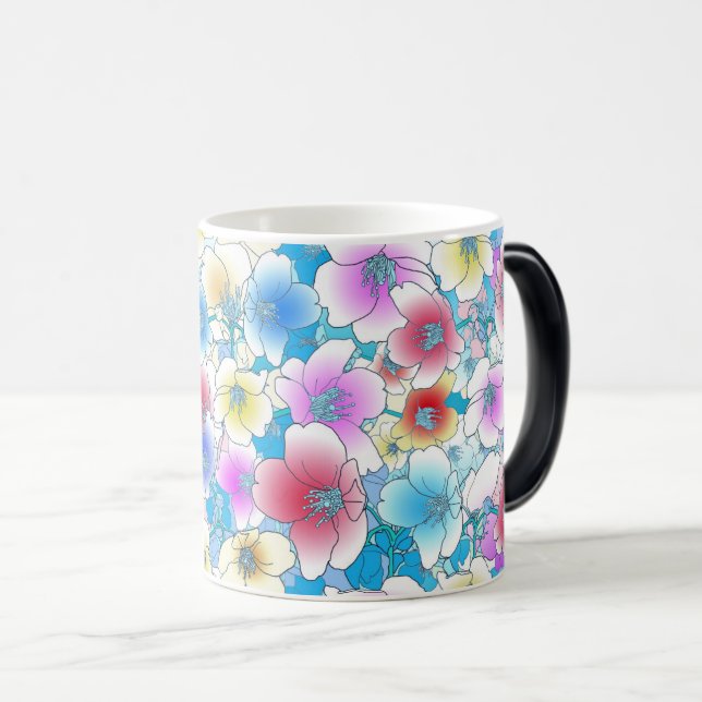 Vibrant Floral Seamless Pattern  Magic Mug (Front Right)