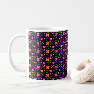 Vibrant Floral Seamless Pattern on deep purple Coffee Mug