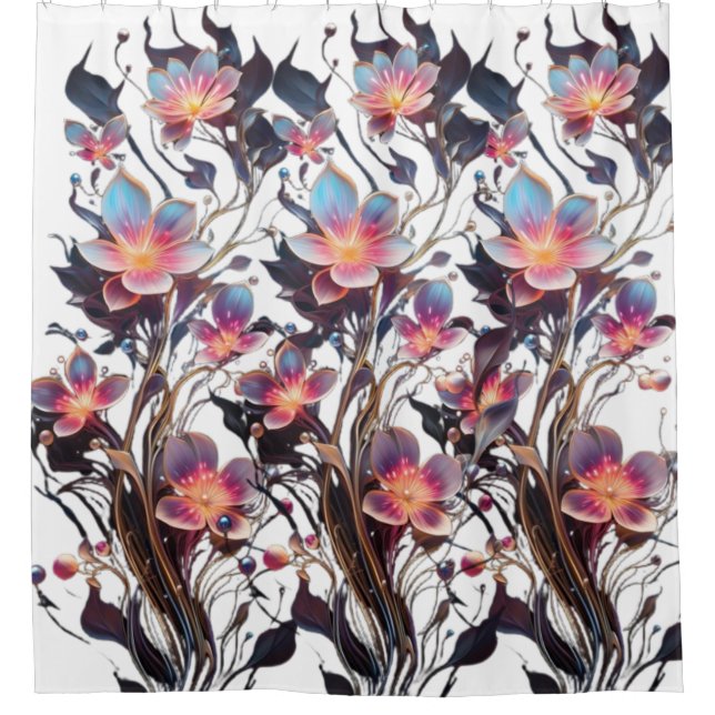 : Vibrant Floral Shower Curtain (Front)