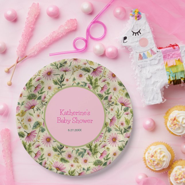 Vibrant Floral Spring Baby Shower Paper Plate (Party)