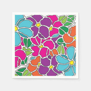 Vibrant Floral Stained Glass Napkin