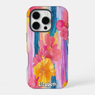 Vibrant Floral Stripes iPhone 16 Pro Case