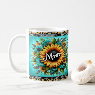 Vibrant Floral Sunflower Design With Mum in Bold  Coffee Mug