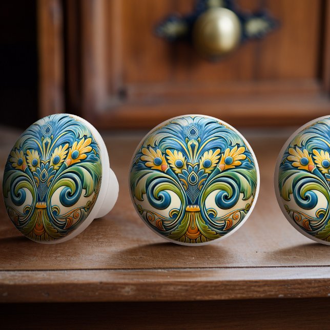 Vibrant Floral Symphony Ceramic Knob Pull (Creator Uploaded)