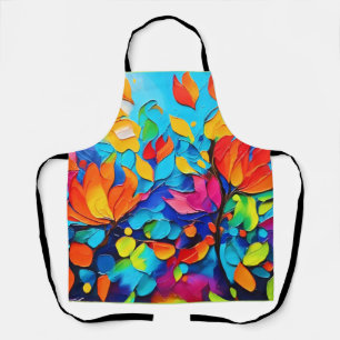 Vibrant Floral Symphony Painting Apron