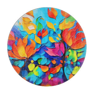Vibrant Floral Symphony Painting Cutting Board