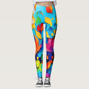 Vibrant Floral Symphony Painting Leggings