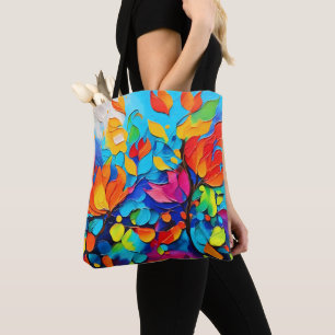 Vibrant Floral Symphony Painting Tote Bag