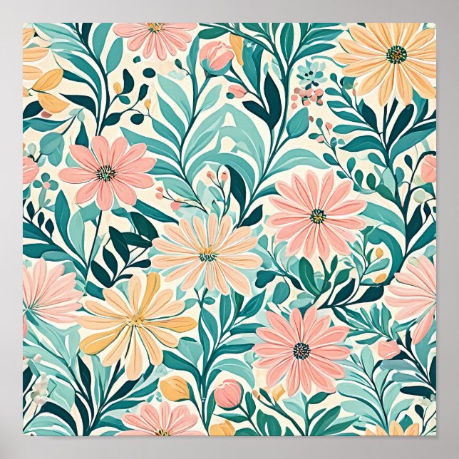 Vibrant Floral Tapestry Poster (Front)