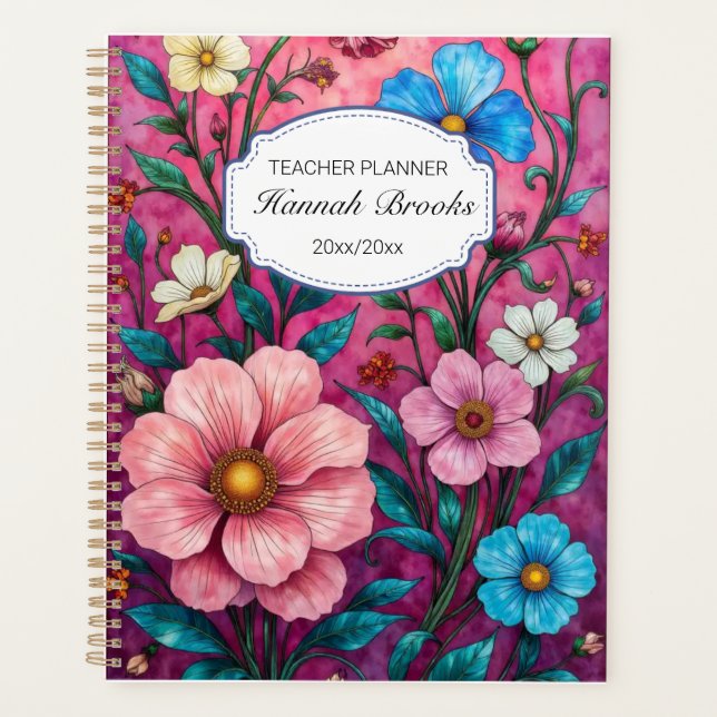 Vibrant Floral Teacher Yearly  Planner (Front)