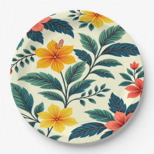 Vibrant floral touch colorful design paper plate