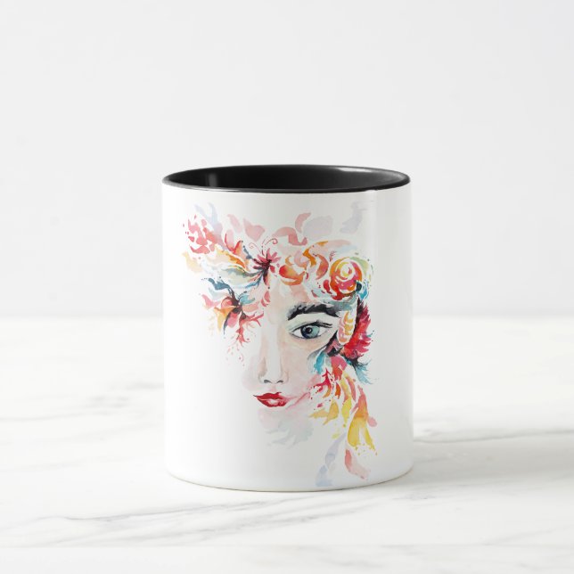 Vibrant Floral Watercolor Art Mug (Center)