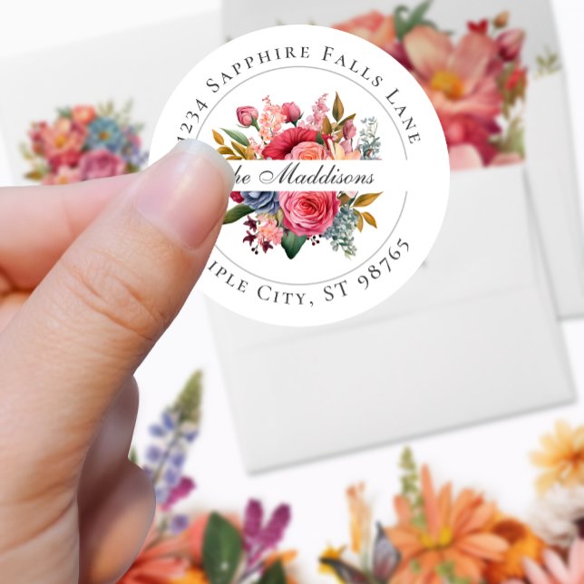 Vibrant Floral Watercolor Classic Round Sticker (Creator Uploaded)