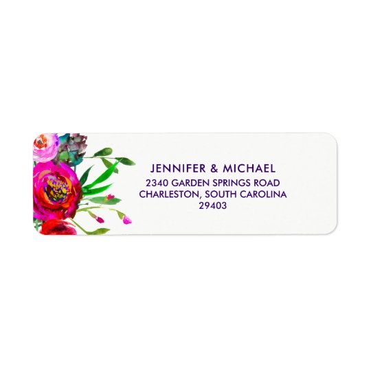 Vibrant Floral | Watercolor Wedding Return Address Label
