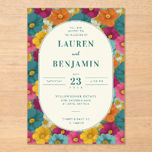 Vibrant Floral Wedding Invitation