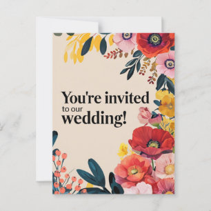 Vibrant Floral Wedding Invitation Card Design 