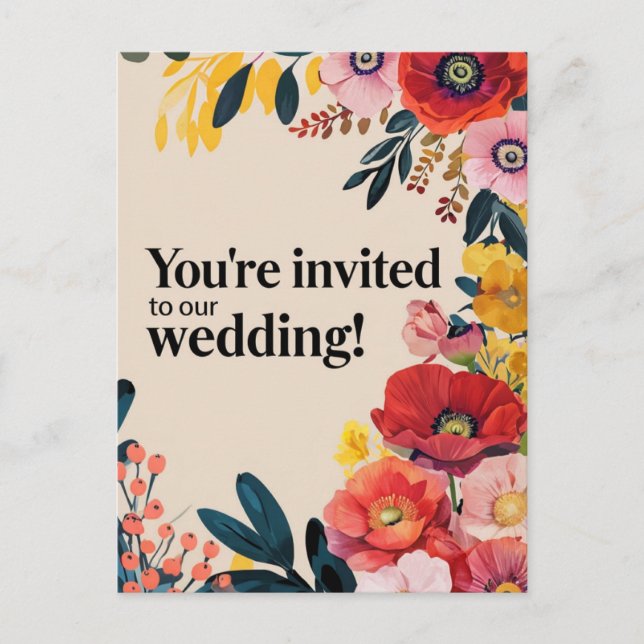 Vibrant Floral Wedding Invitation Card Design  (Front)