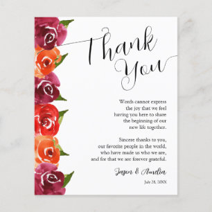 Vibrant Floral Wedding Plate Thank You Flyer