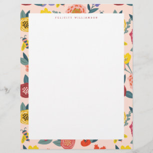 Vibrant Floral Wildflowers & Honey Bee Frame Custom Letterhead
