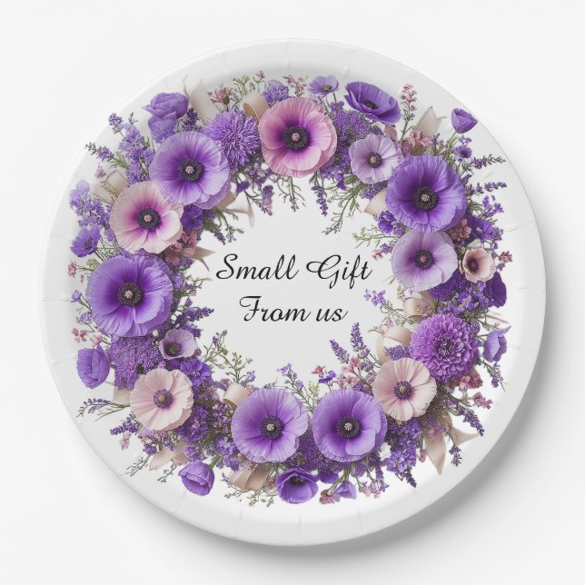Vibrant Floral Wreath Paper Plate (Front)