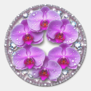 Vibrant Floral Wreath with Colourful Blooms Classic Round Sticker