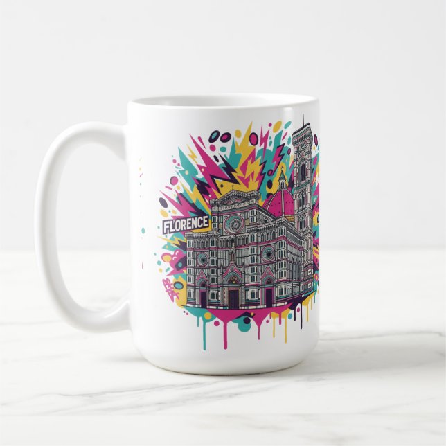 Vibrant Florence Italy Cathedral Graphic Coffee Mug (Left)