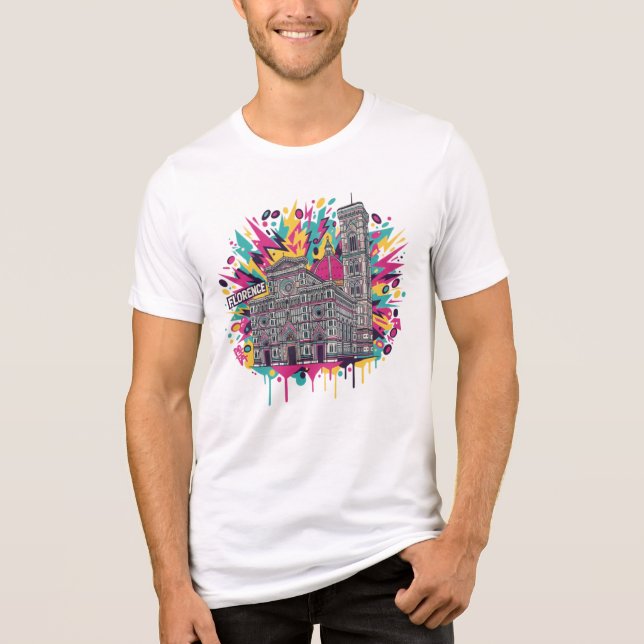 Vibrant Florence Italy Cathedral Graphic Tri-Blend Shirt (Front)