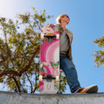 Vibrant Flow | Funky Retro Tropical Monogram  Skateboard<br><div class="desc">Make a bold statement with this funky retro skateboard deck, bursting with tropical energy. Featuring hibiscus florals, toucans, and butterflies layered over vibrant pink waves, this design brings serious personality to your ride (or your wall). Add your own monogram to make it uniquely yours! A customisable piece that’s as stylish...</div>