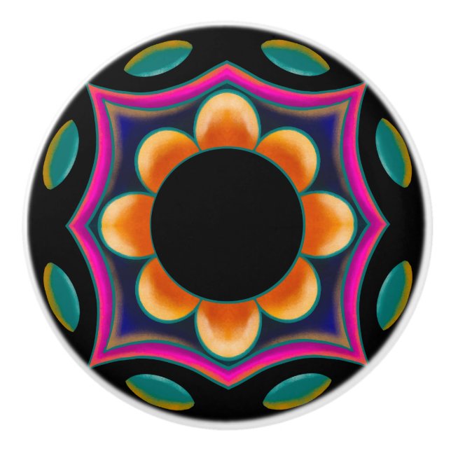 Vibrant Flower Ceramic Knob (Front)
